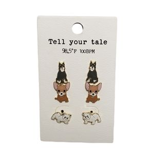 Tell Your Tale 3 Pairs Dog Women's Stud Earrings NWT